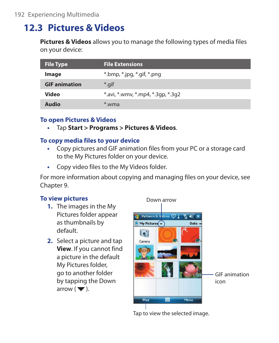 3 pictures & videos | HTC Xda orbit 2 User Manual | Page 192 / 246