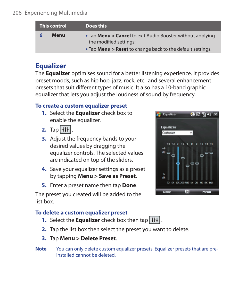 Equalizer | HTC Xda orbit 2 User Manual | Page 206 / 246