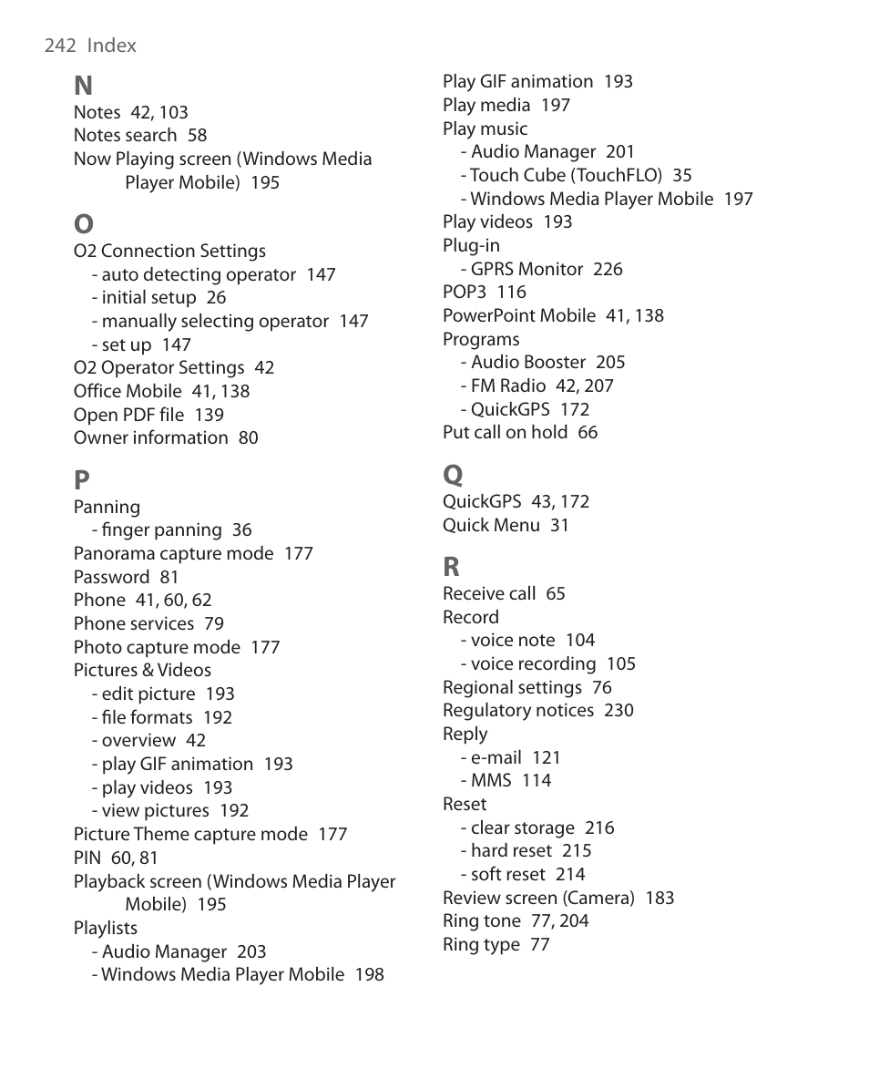 HTC Xda orbit 2 User Manual | Page 242 / 246