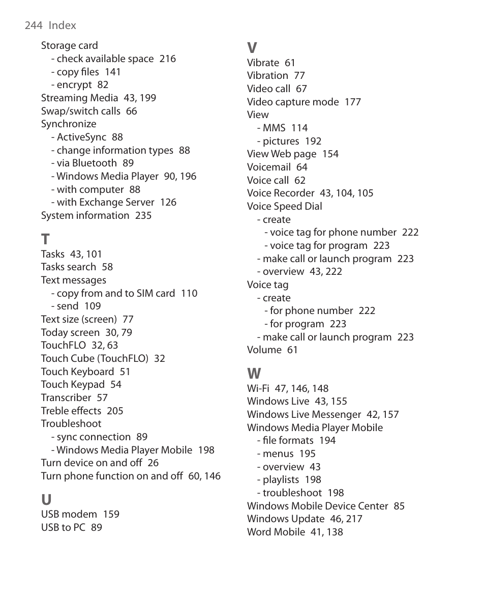 HTC Xda orbit 2 User Manual | Page 244 / 246