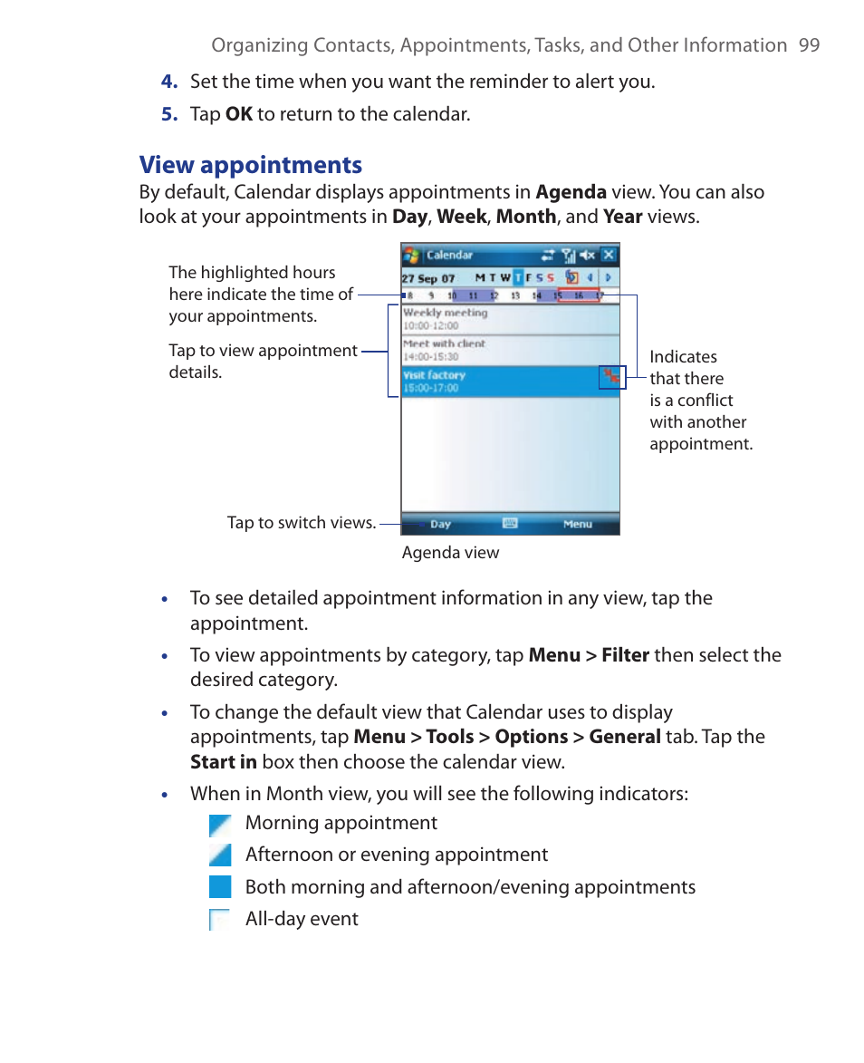 View appointments | HTC Xda orbit 2 User Manual | Page 99 / 246
