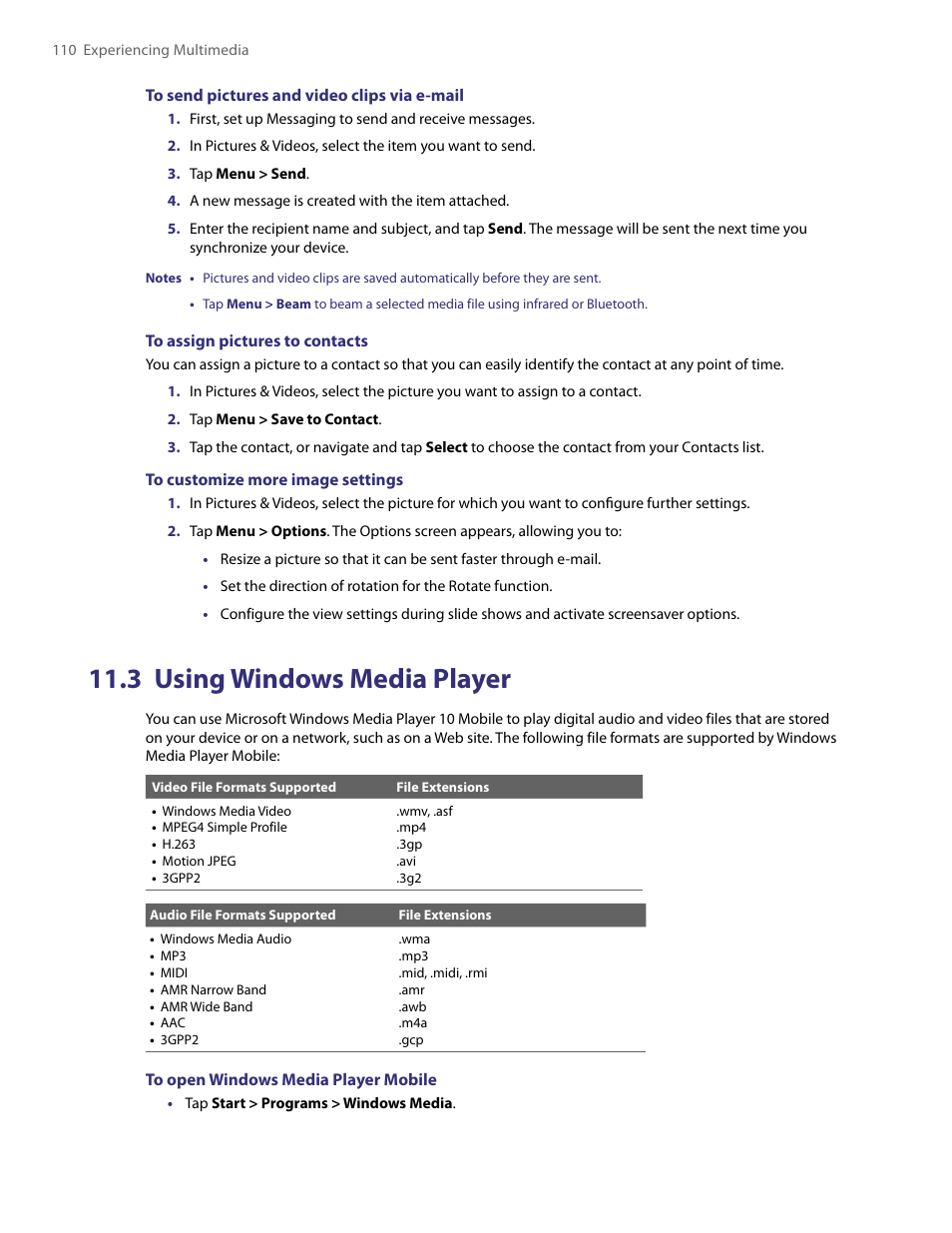 3 using windows media player | HTC PDA Phone User Manual | Page 110 / 144