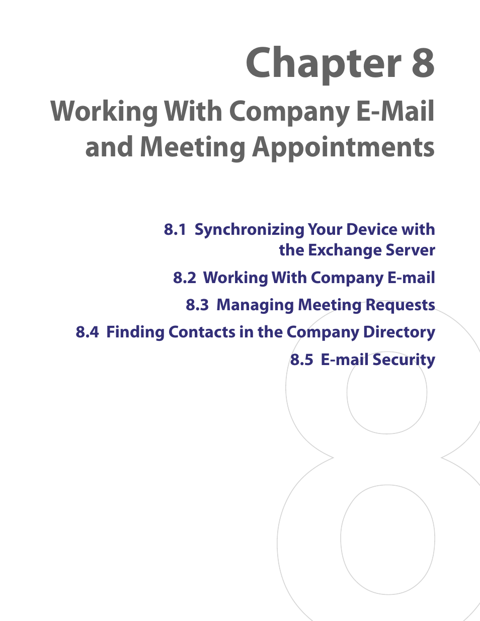 Chapter 8 working with company e-mail and, Meeting appointments, Chapter 8 | HTC PDA Phone User Manual | Page 69 / 144