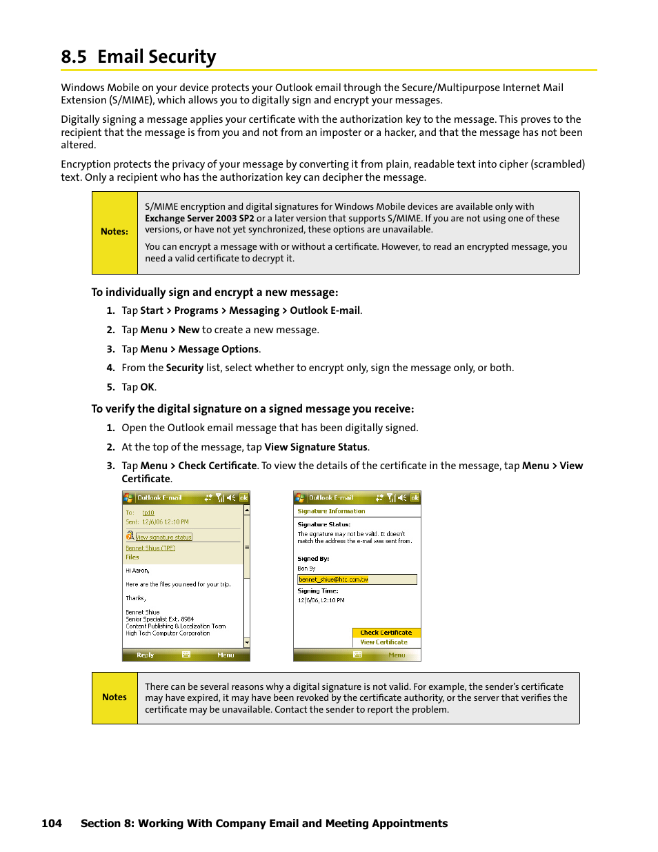 5 email security | HTC Mogul User Manual | Page 102 / 188