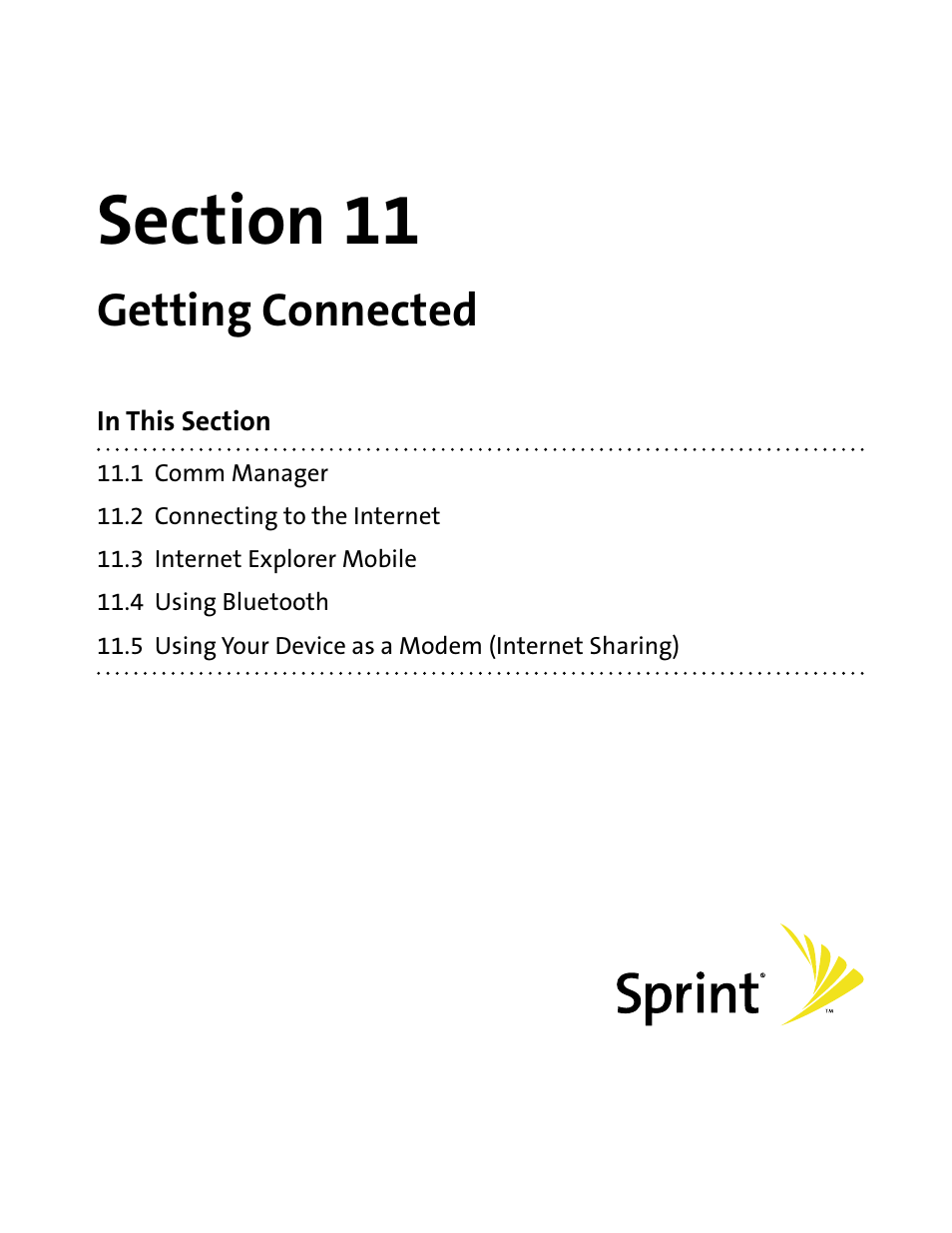 Section 11, Getting connected | HTC Mogul User Manual | Page 121 / 188