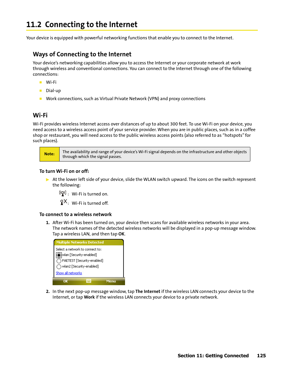 2 connecting to the internet, Ways of connecting to the internet, Wi-fi | HTC Mogul User Manual | Page 123 / 188