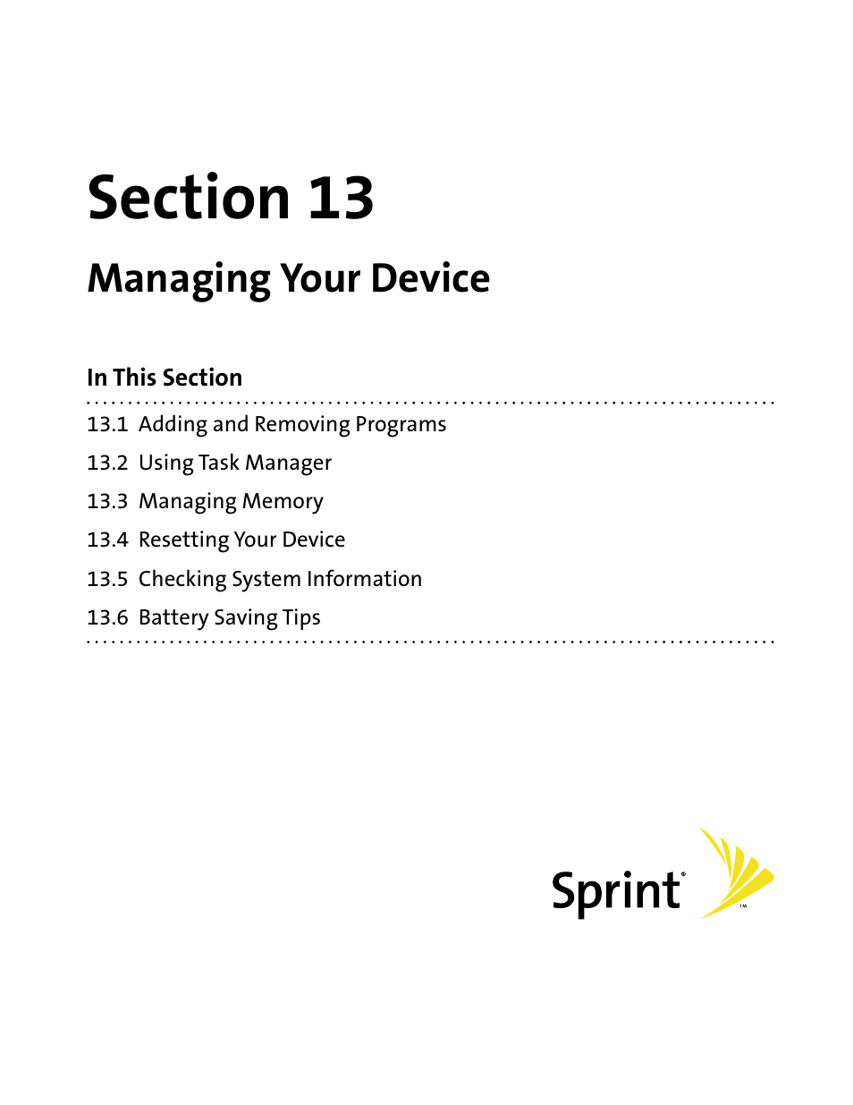Section 13, Managing your device | HTC Mogul User Manual | Page 153 / 188