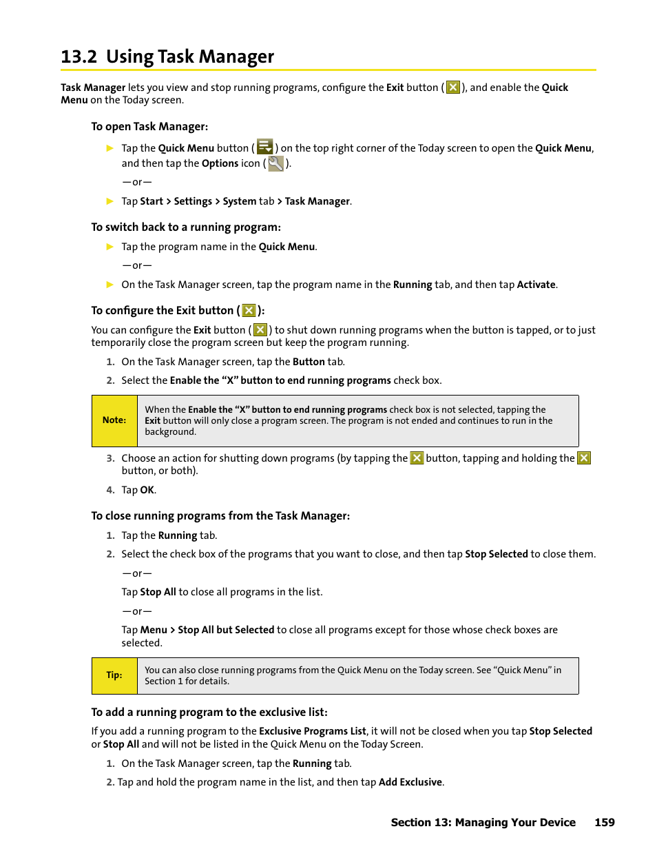 2 using task manager | HTC Mogul User Manual | Page 155 / 188