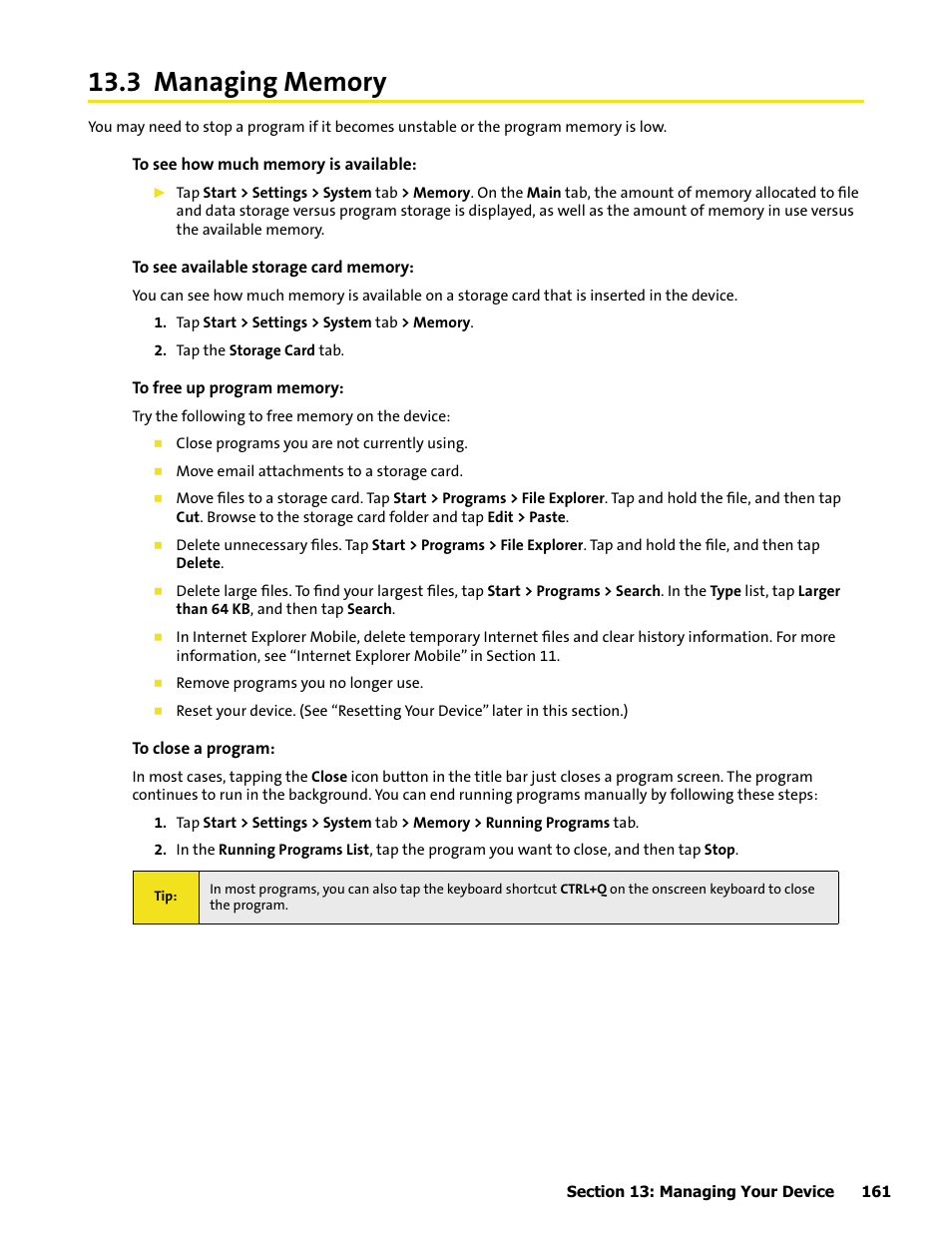 3 managing memory | HTC Mogul User Manual | Page 157 / 188