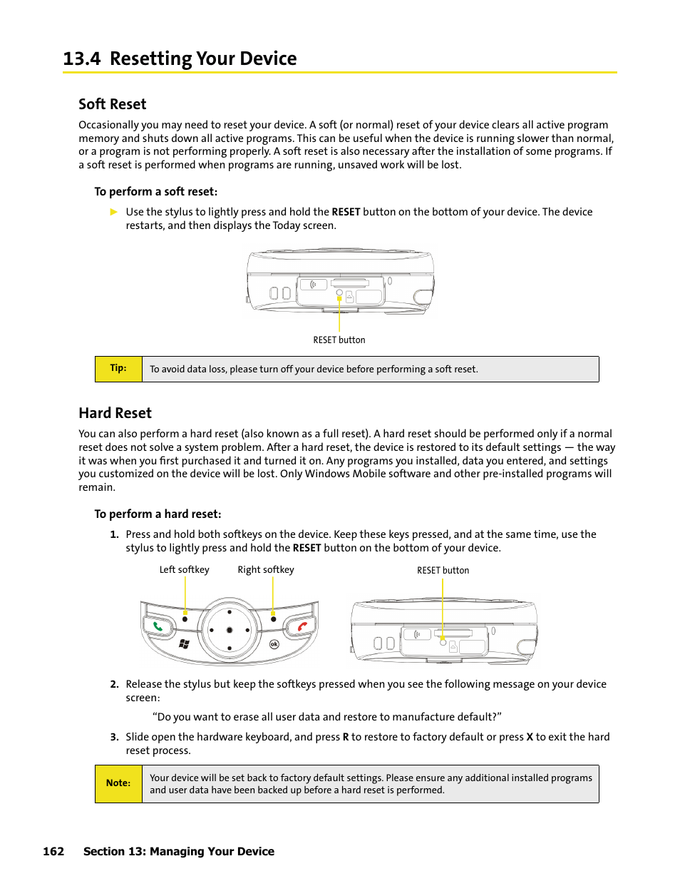 4 resetting your device, Soft reset, Hard reset | HTC Mogul User Manual | Page 158 / 188