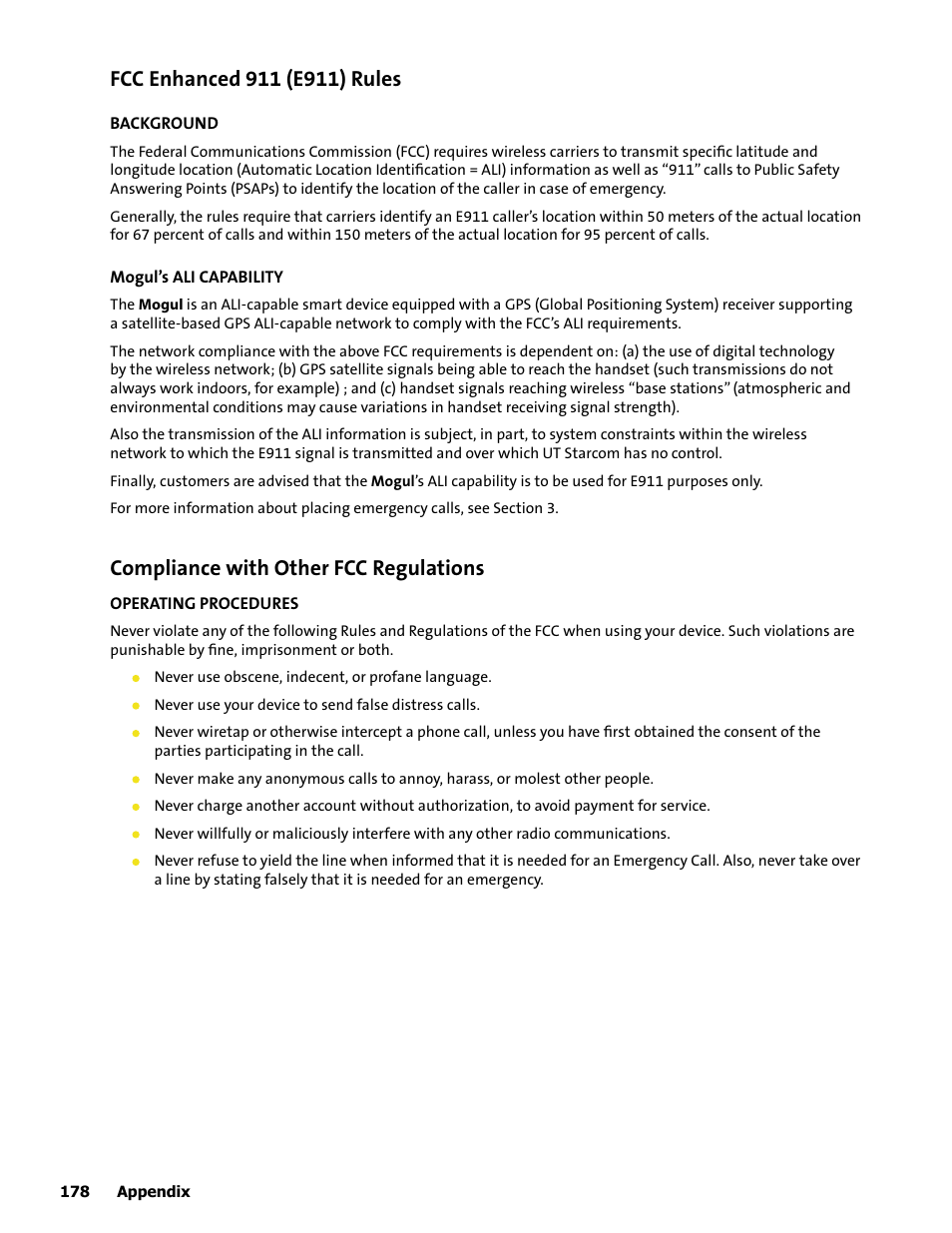 Compliance with other fcc regulations | HTC Mogul User Manual | Page 174 / 188