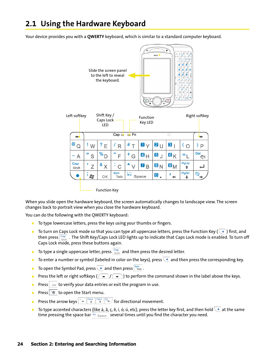 1 using the hardware keyboard | HTC Mogul User Manual | Page 32 / 188