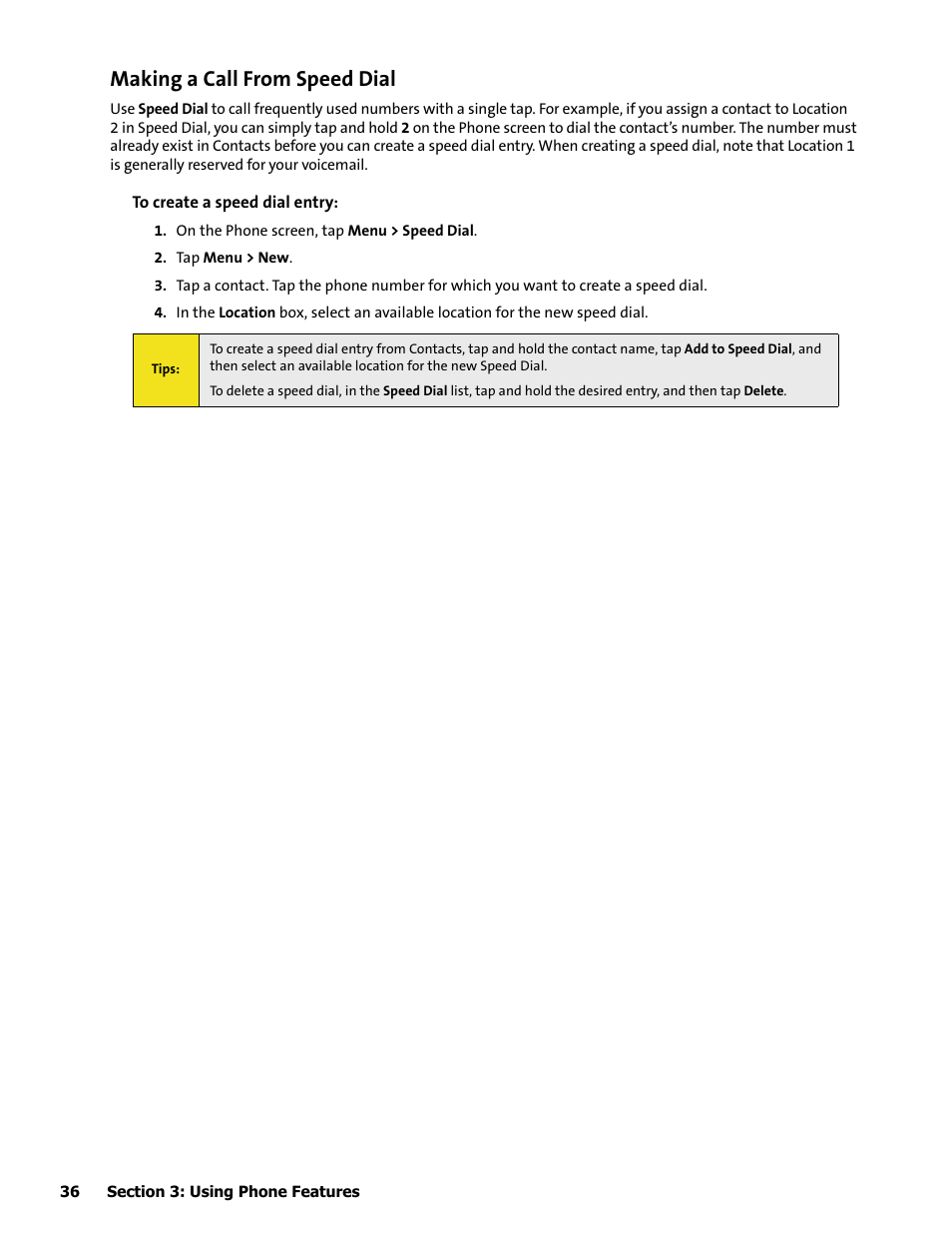 Making a call from speed dial | HTC Mogul User Manual | Page 44 / 188