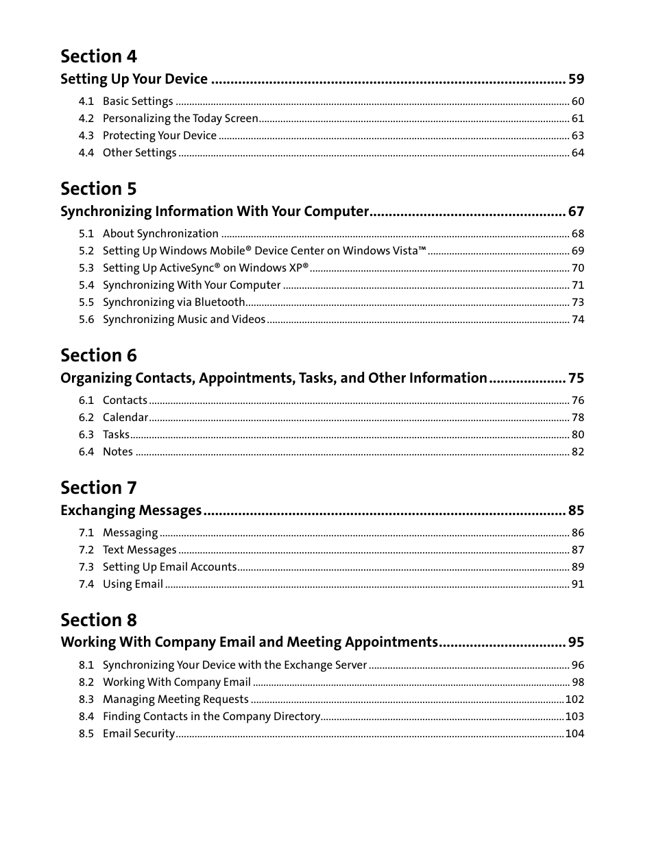 HTC Mogul User Manual | Page 5 / 188