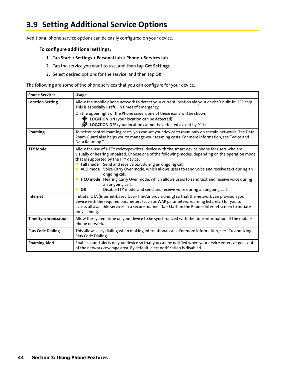 9 setting additional service options | HTC Mogul User Manual | Page 52 / 188