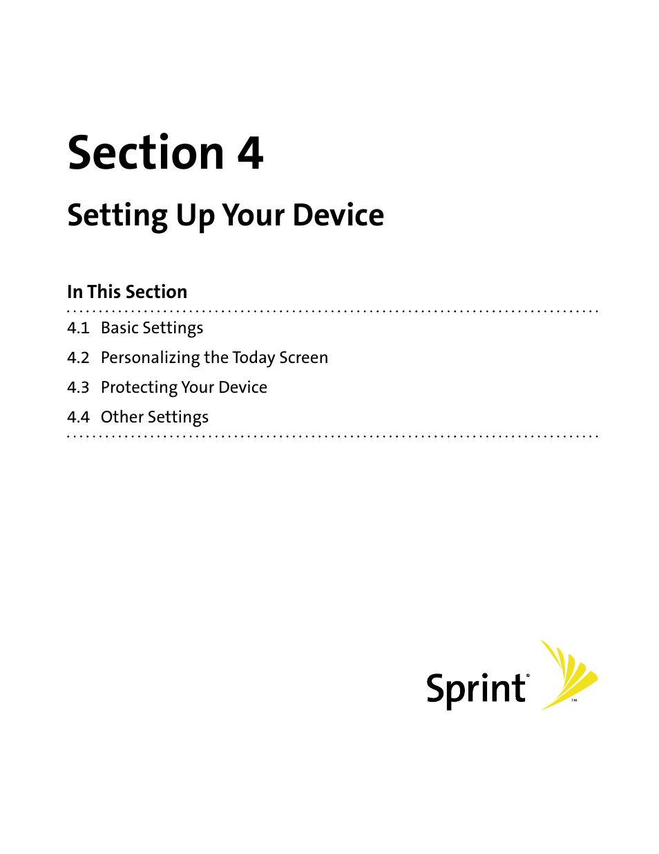 Section 4, Setting up your device | HTC Mogul User Manual | Page 57 / 188