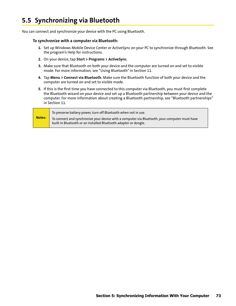 5 synchronizing via bluetooth | HTC Mogul User Manual | Page 71 / 188