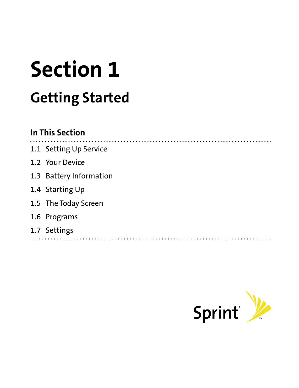 Section 1, Getting started | HTC Mogul User Manual | Page 9 / 188