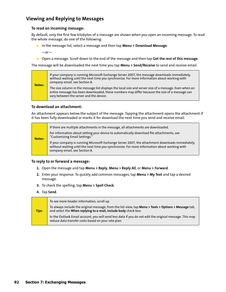 Viewing and replying to messages | HTC Mogul User Manual | Page 90 / 188