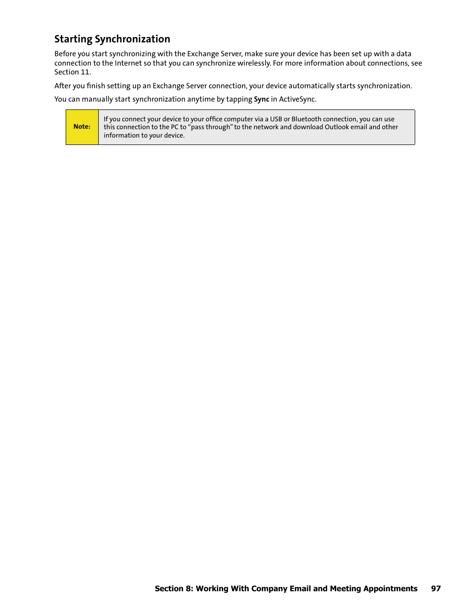 Starting synchronization | HTC Mogul User Manual | Page 95 / 188