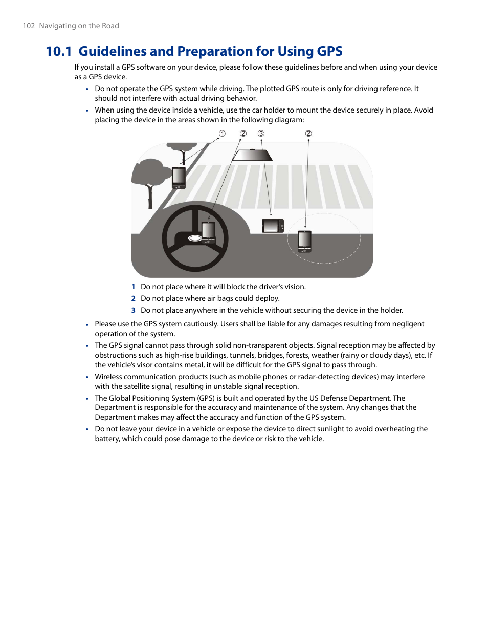 1 guidelines and preparation for using gps, 1 guidelines and preparation, For using gps | HTC AM171 User Manual | Page 102 / 158