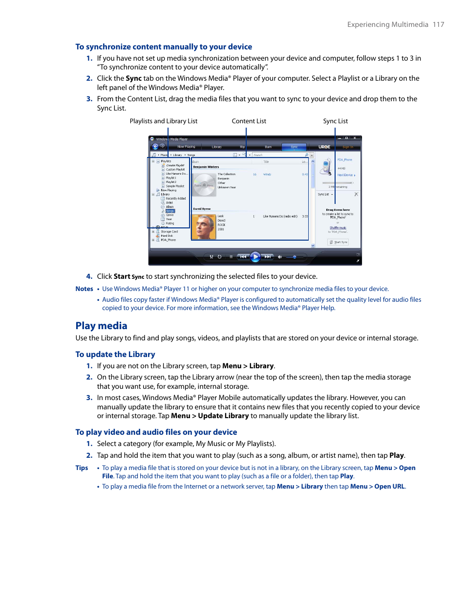 Play media | HTC AM171 User Manual | Page 117 / 158