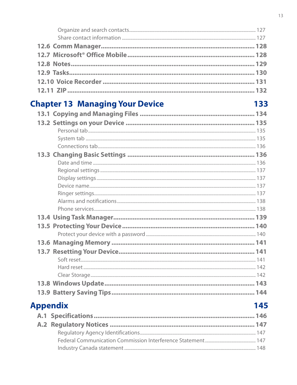 Appendix 145 | HTC AM171 User Manual | Page 13 / 158
