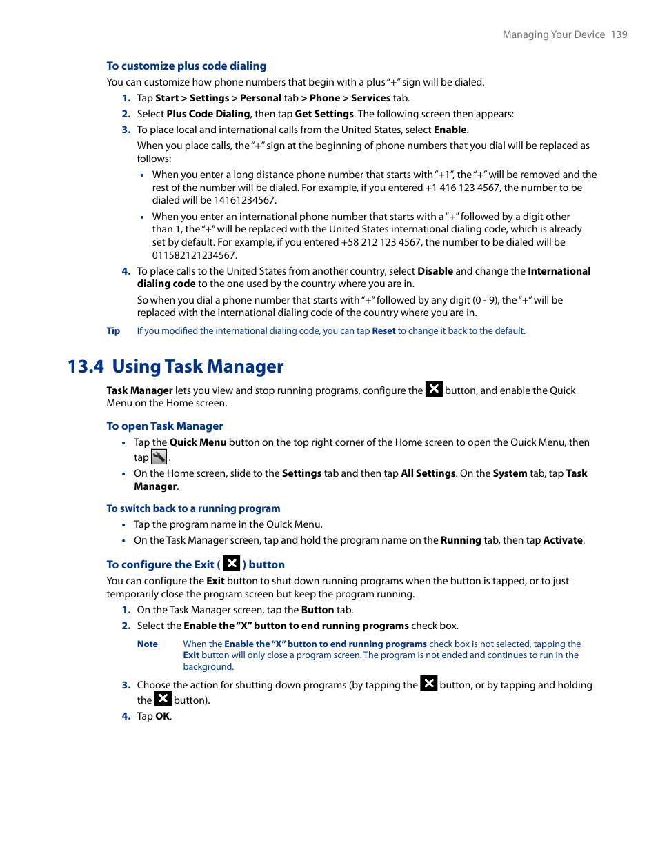 4 using task manager | HTC AM171 User Manual | Page 139 / 158