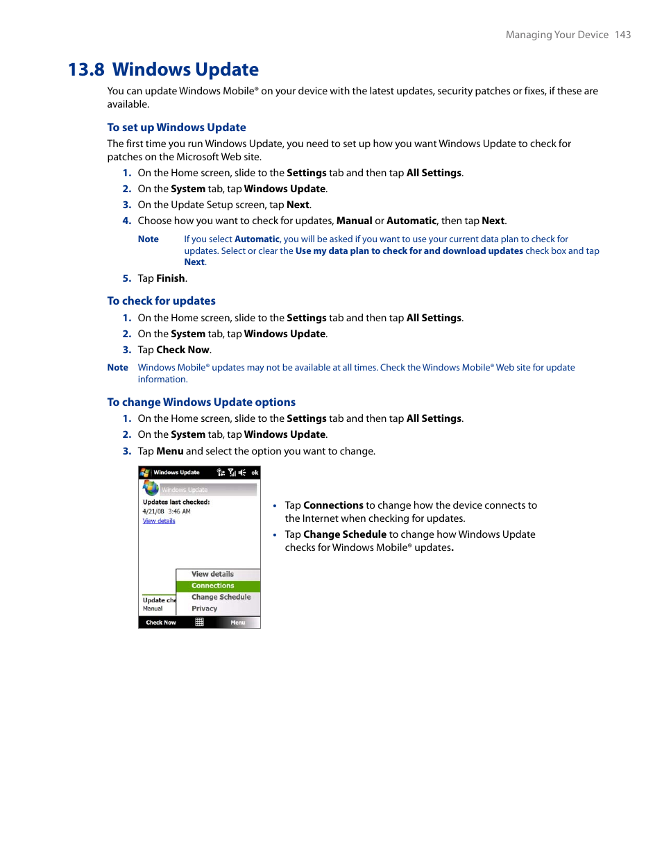8 windows update | HTC AM171 User Manual | Page 143 / 158