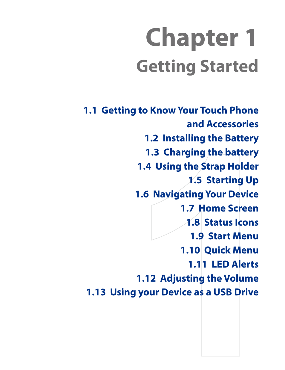 Chapter 1 getting started, Chapter 1, Getting started | HTC AM171 User Manual | Page 15 / 158