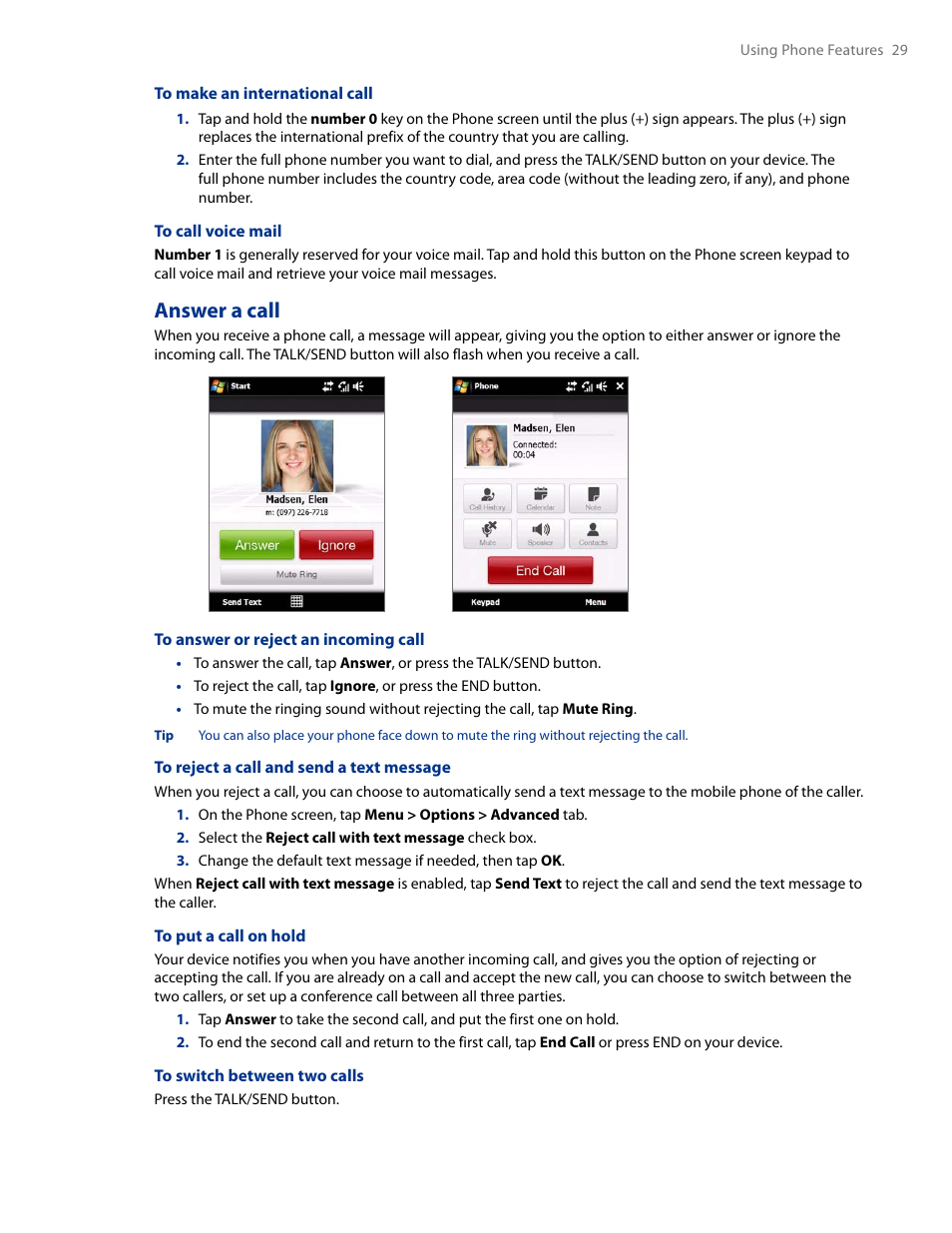 Answer a call | HTC AM171 User Manual | Page 29 / 158