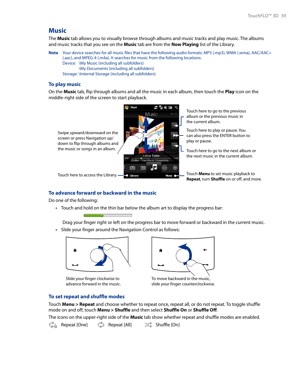 Music | HTC AM171 User Manual | Page 39 / 158