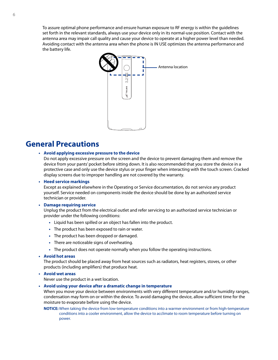 General precautions | HTC AM171 User Manual | Page 6 / 158