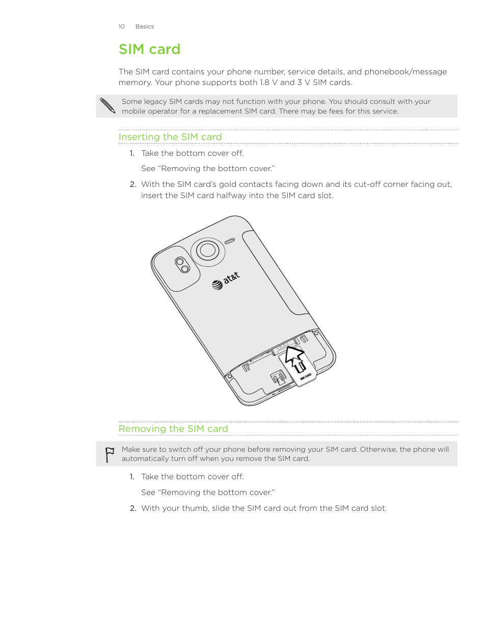 Sim card | HTC Inspire 4G User Manual | Page 10 / 206