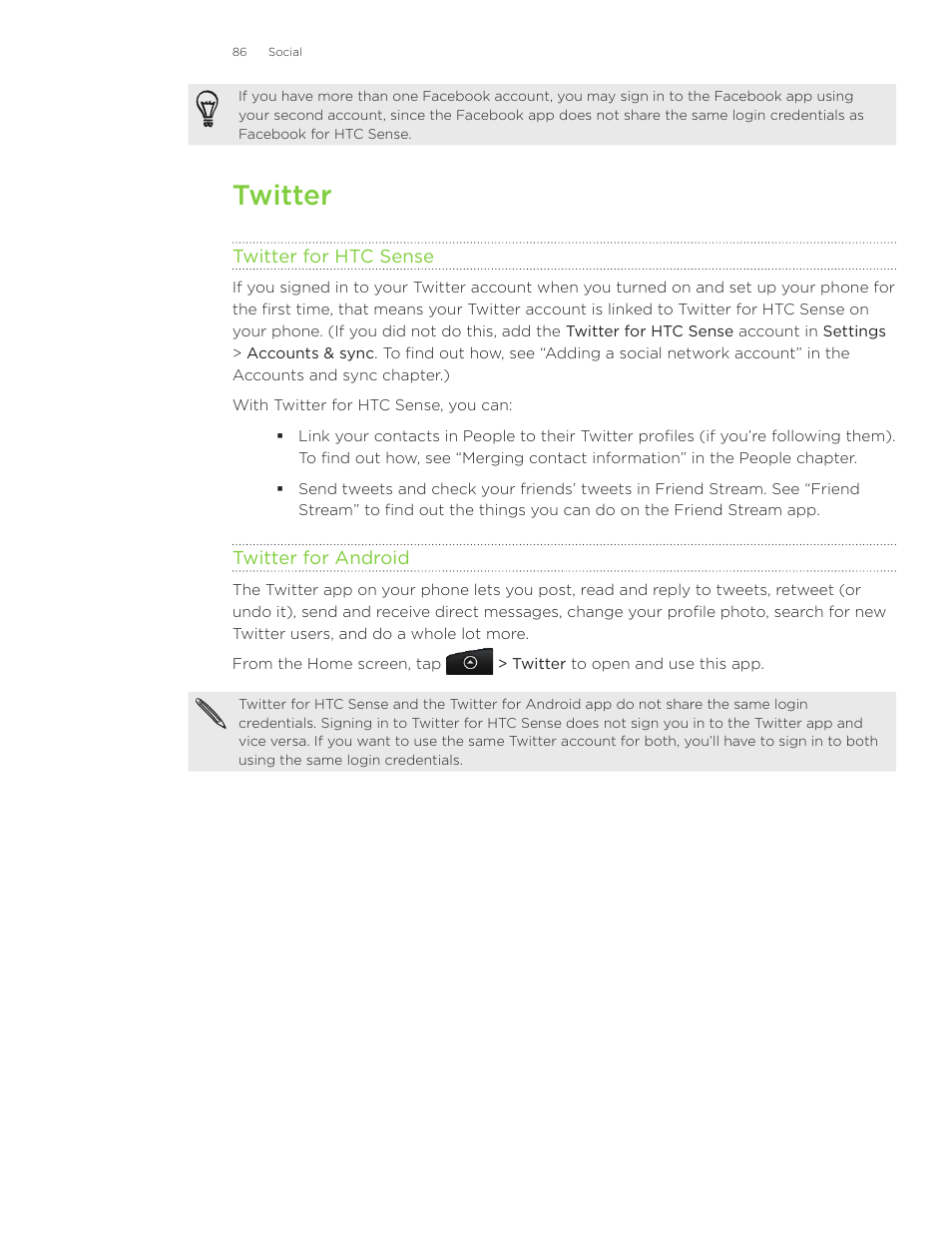 Twitter | HTC Inspire 4G User Manual | Page 86 / 206