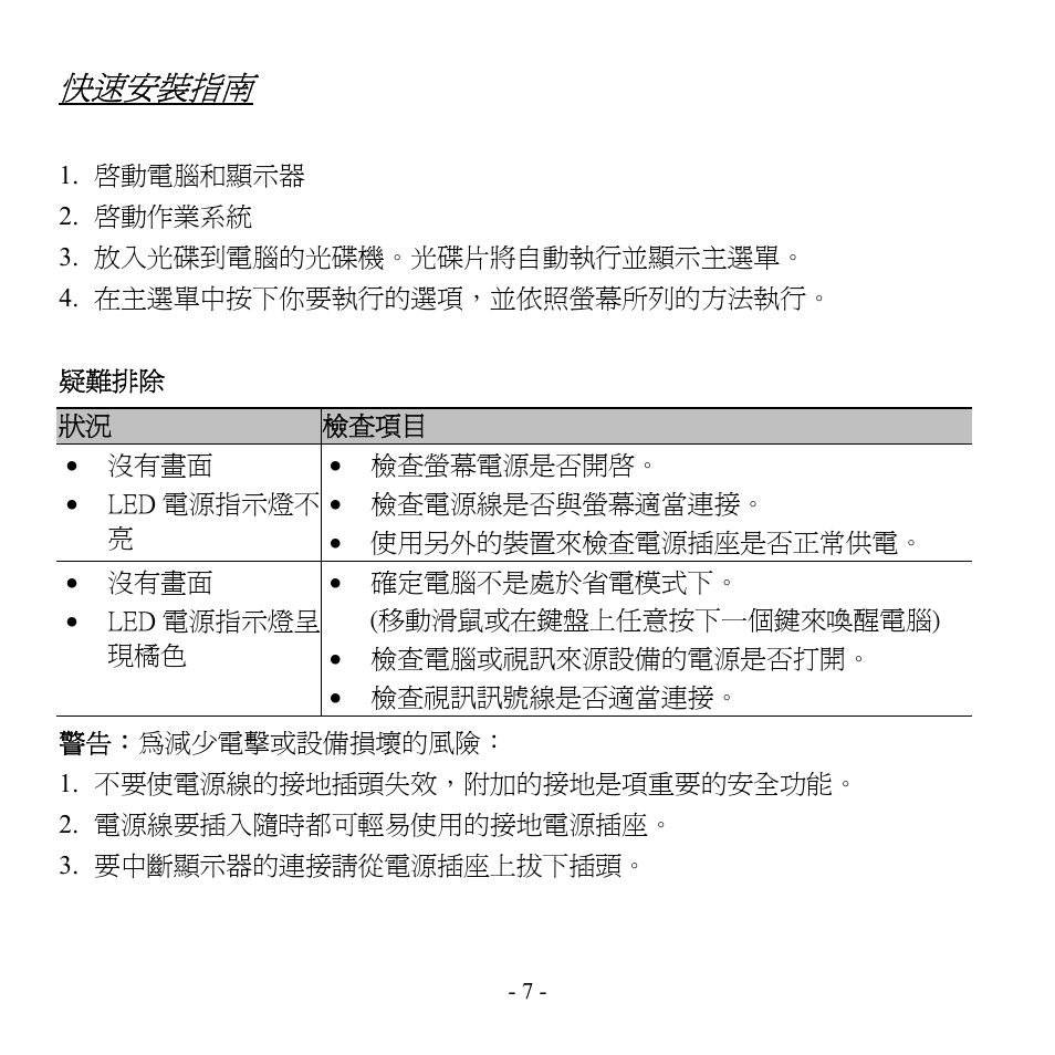 快速安裝指南 | Hanns.G Hi221DPB User Manual | Page 6 / 15