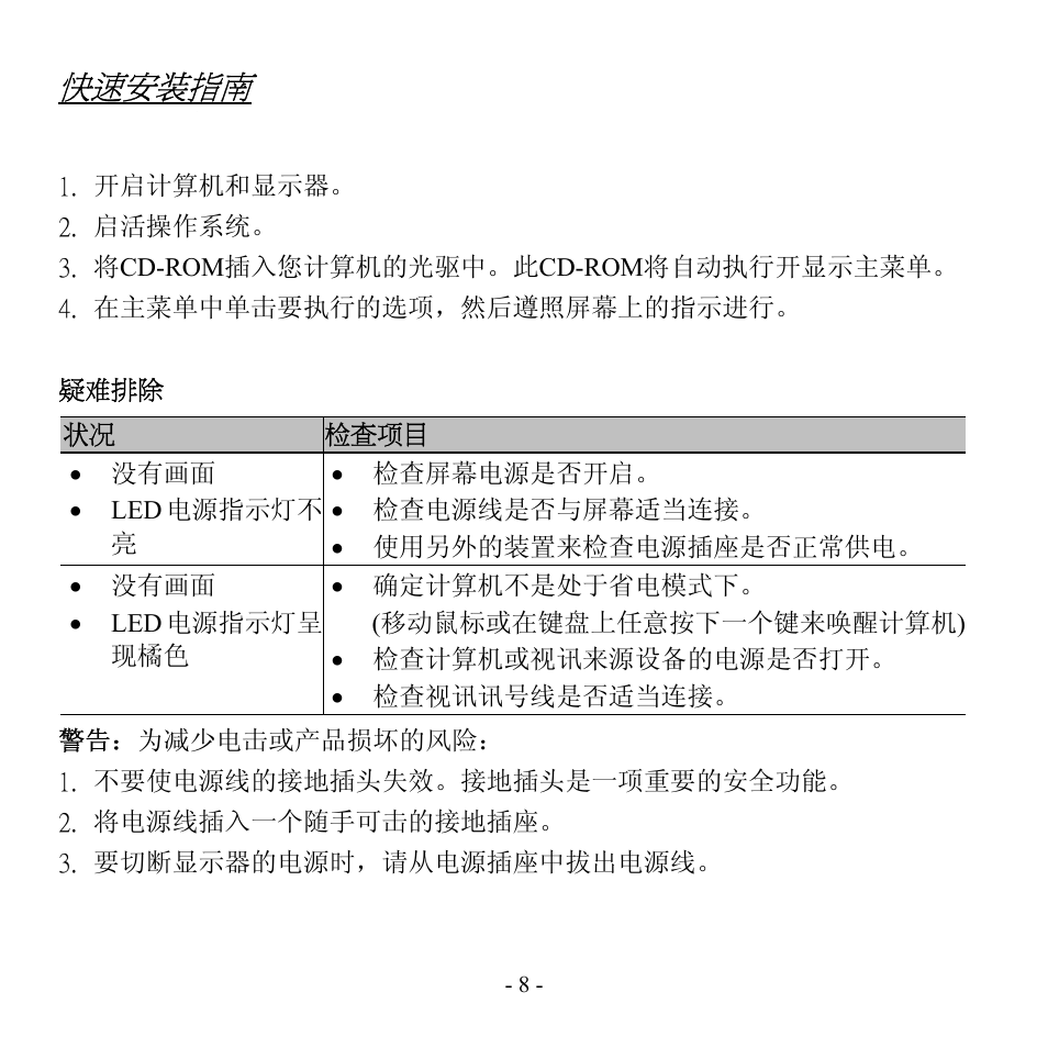 快速安装指南 | Hanns.G Hi221DPB User Manual | Page 7 / 15