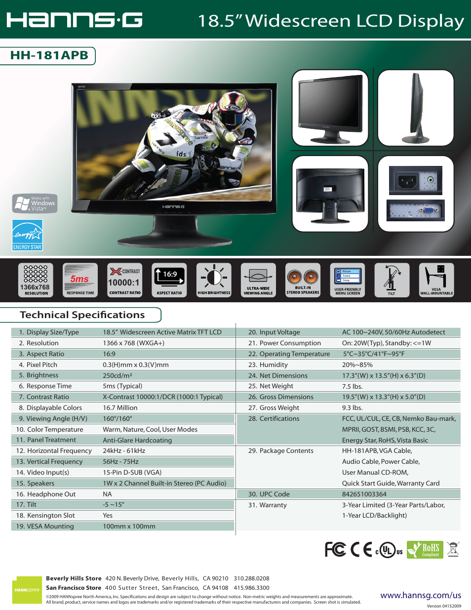 Hanns.G HH-181APB User Manual | 1 page