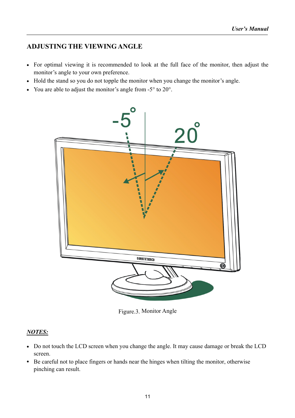 Adjusting the viewing angle | Hanns.G HSG1061 User Manual | Page 11 / 20