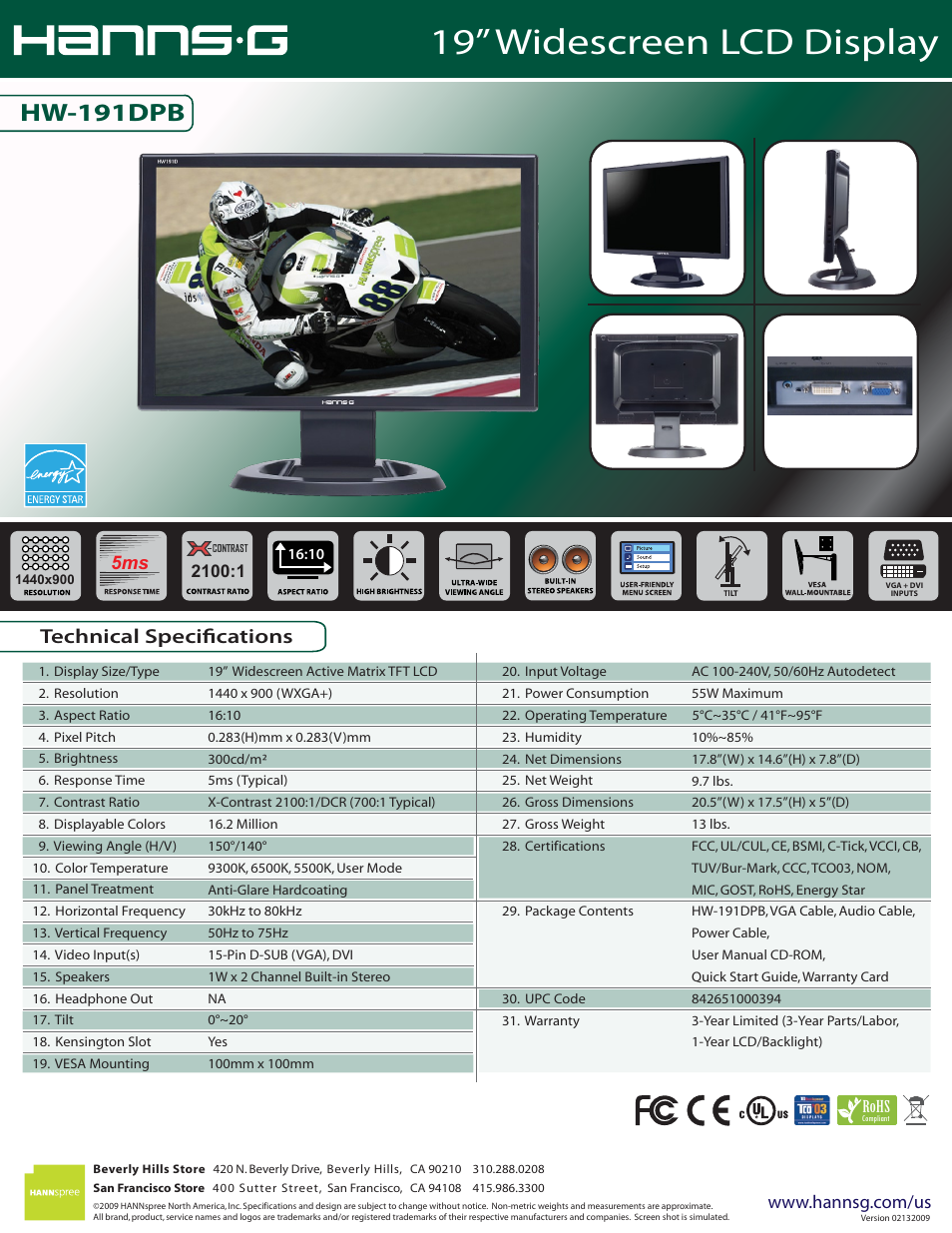 Hanns.G HW-191DPB User Manual | 1 page