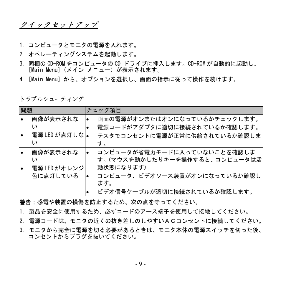 クイックセットアップ | Hanns.G HG191 User Manual | Page 10 / 17