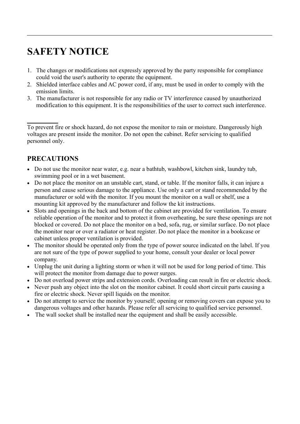 Safety notice, Precautions | Hanns.G HH181 User Manual | Page 5 / 21