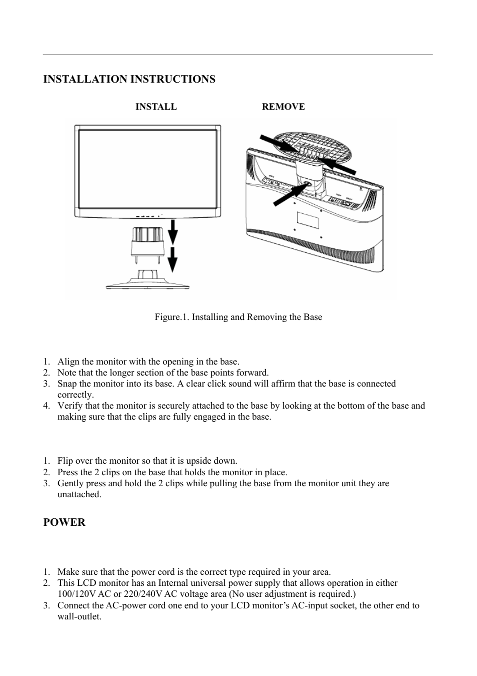 Installation instructions, Power | Hanns.G HH181 User Manual | Page 8 / 21