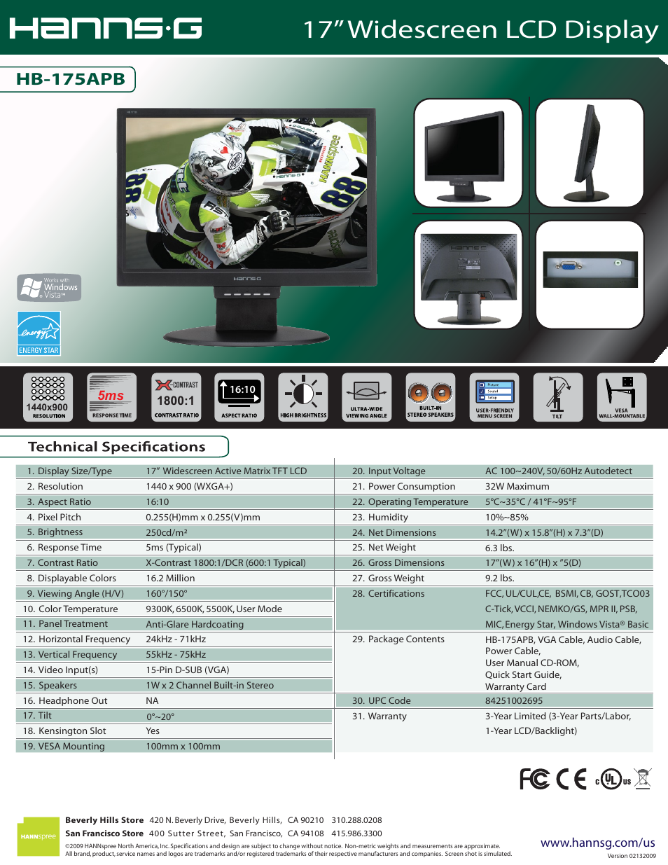 Hanns.G HB-175APB User Manual | 1 page