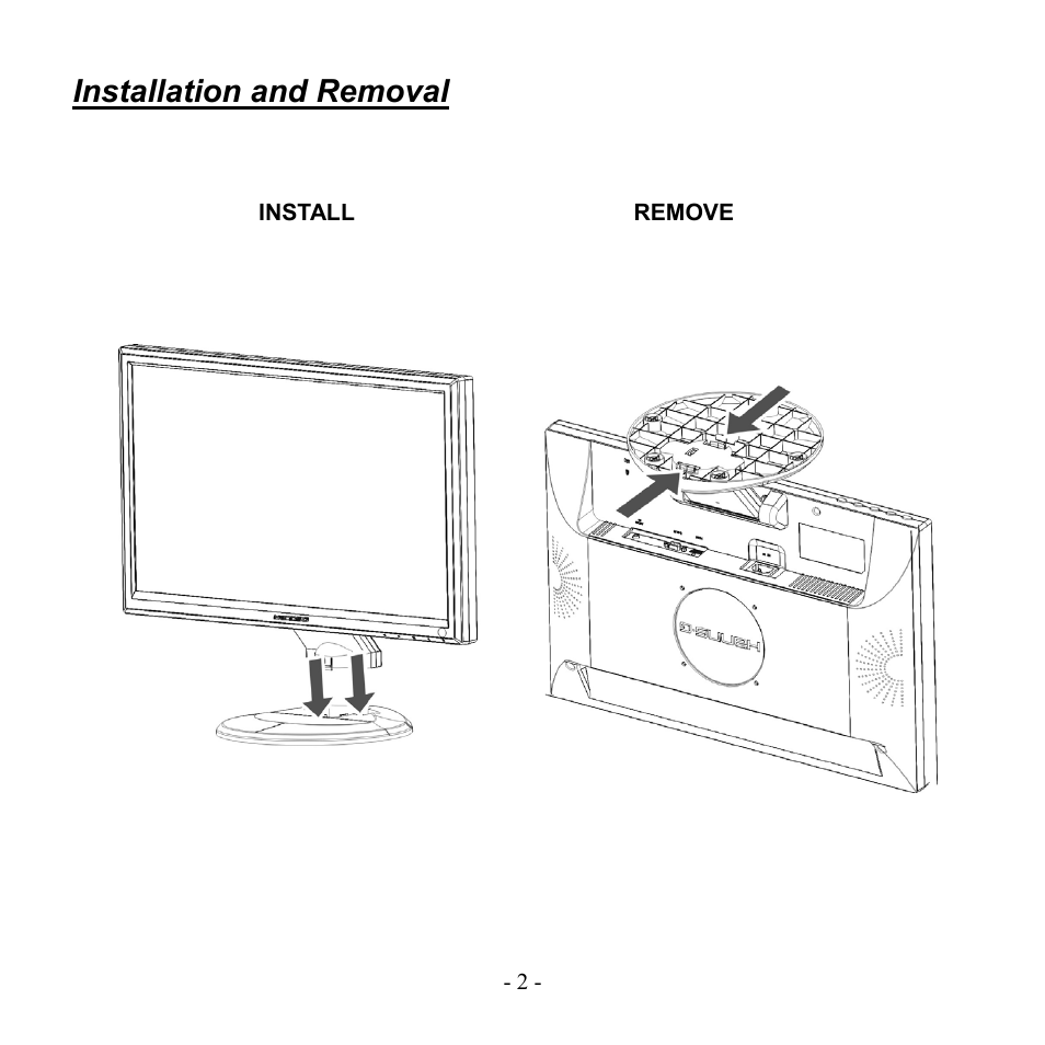 Installation and removal | Hanns.G HG216DPO User Manual | Page 2 / 16