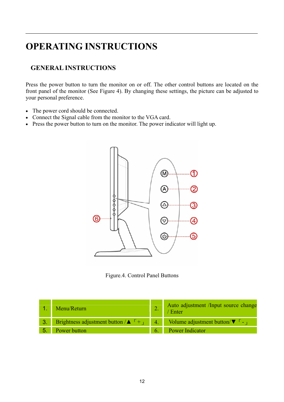 Operating instructions | Hanns.G HW191 User Manual | Page 12 / 20