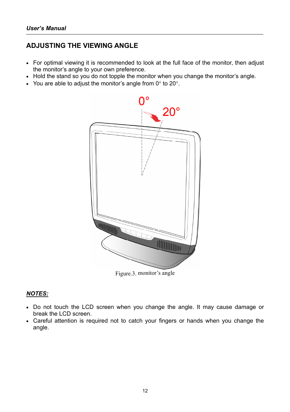 Adjusting the viewing angle | Hanns.G HU171D User Manual | Page 12 / 23