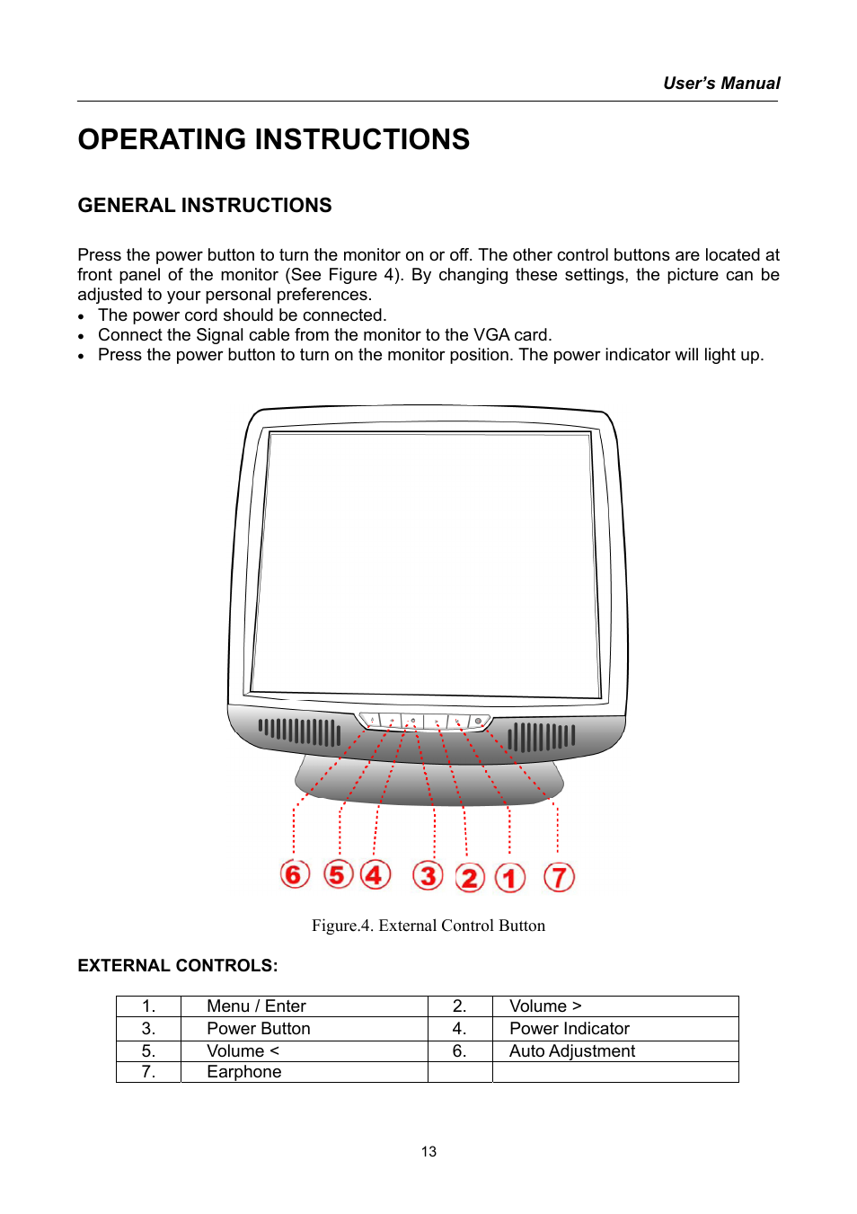 Operating instructions, General instructions | Hanns.G HU171D User Manual | Page 13 / 23