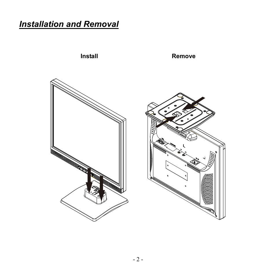 Installation and removal | Hanns.G JC199APB User Manual | Page 2 / 16
