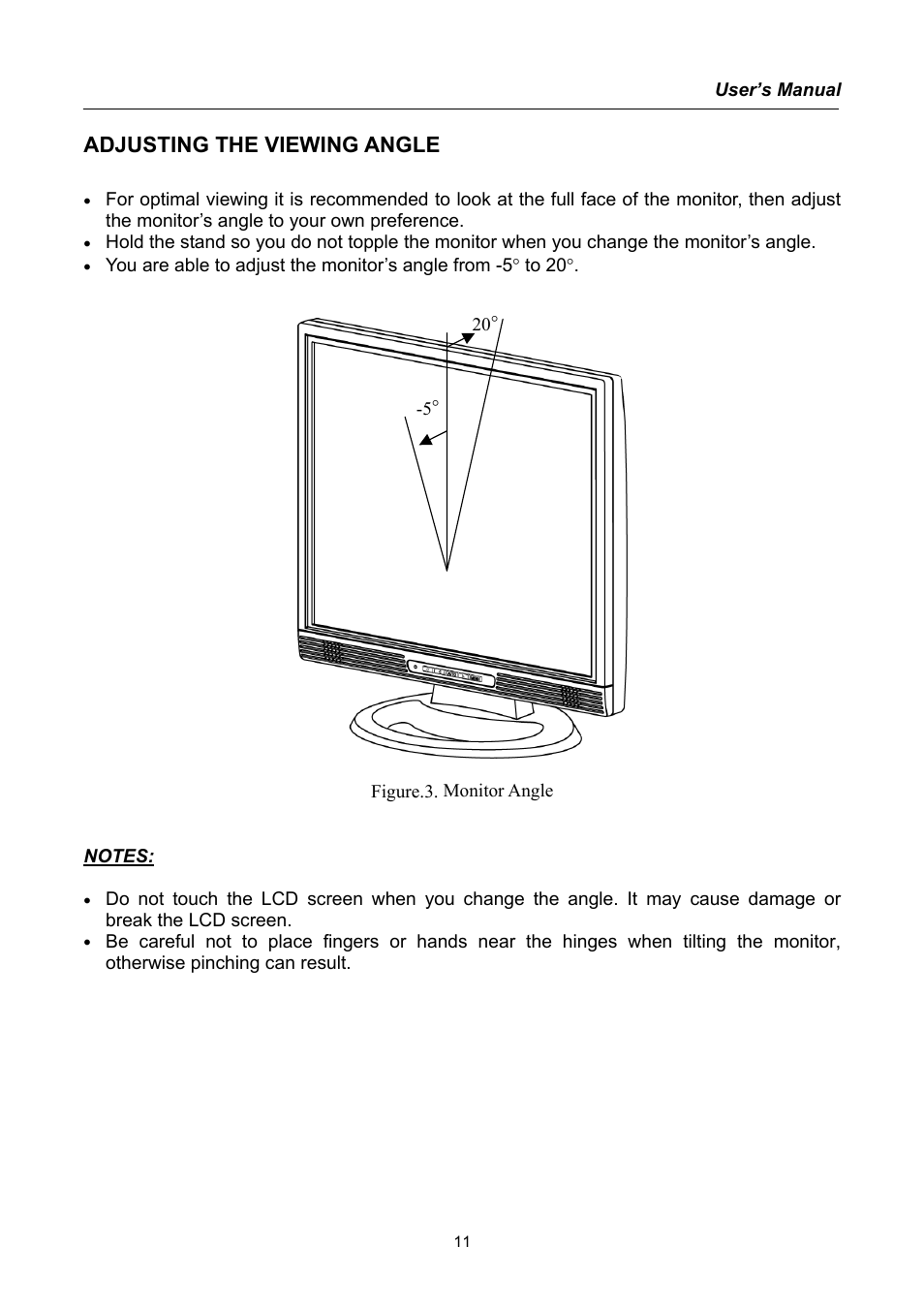 Adjusting the viewing angle | Hanns.G HX191 User Manual | Page 11 / 20